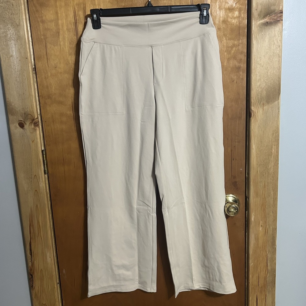 G4free Women's Beige‎ Wide Leg Front High Waist Yoga Dress Pants Size XXL NEW